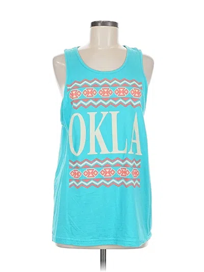 Pre-owned Next Level Apparel Tank Top Teal Halter Neckline Tops In Blue