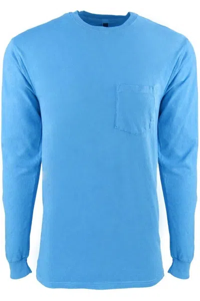 Next Level Inspired Dye Long Sleeve Pocket Crew In Blue