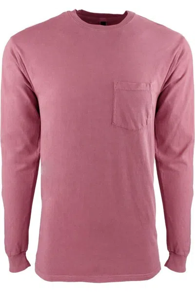Next Level Inspired Dye Long Sleeve Pocket Crew In Pink