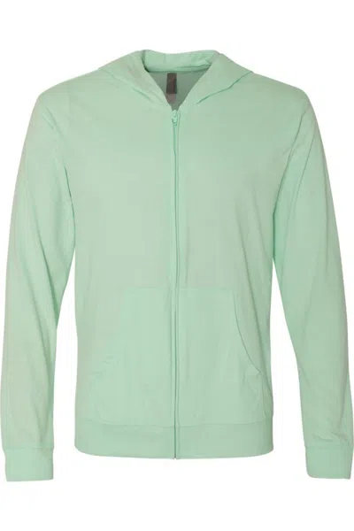Next Level Sueded Long Sleeve Hooded Full Zip In Green