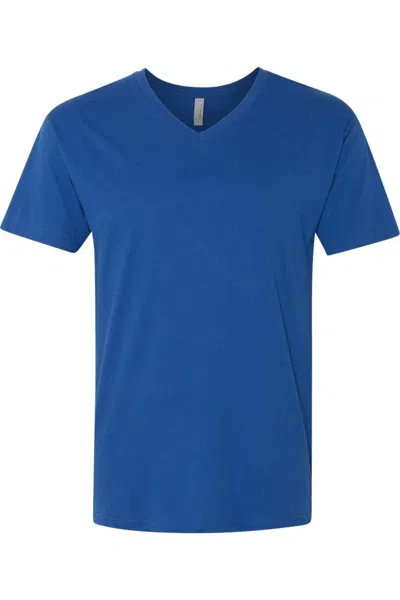 Next Level Unisex Cotton V-neck T-shirt In Blue