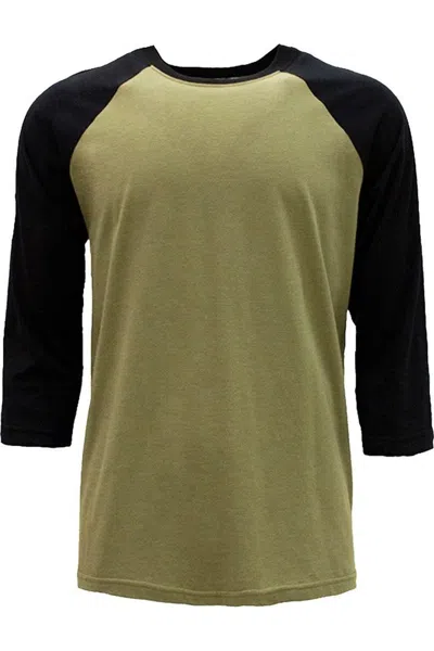 Next Level Unisex Cvc Three-quarter Sleeve Raglan T-shirt In Green