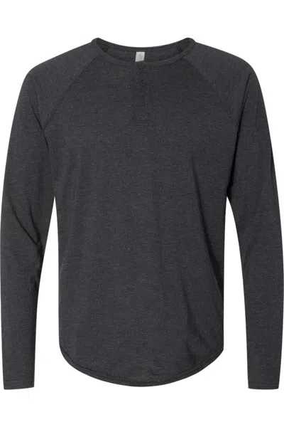 Next Level Unisex Triblend Henley In Black