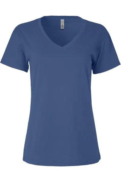 Next Level Womens Cotton V-neck T-shirt In Blue