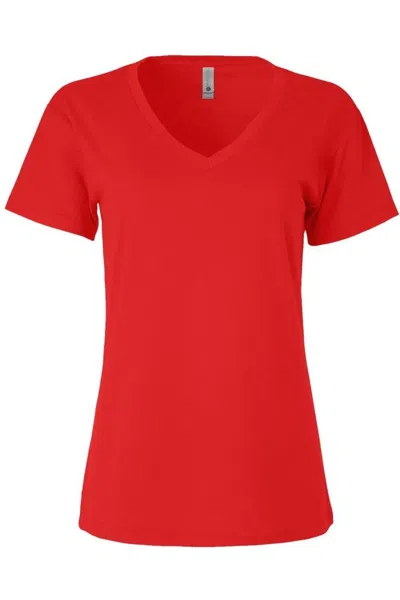 Next Level Womens Cotton V-neck T-shirt In Red