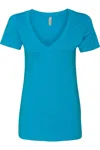Next Level Womens Cvc Deep V-neck T-shirt In Blue