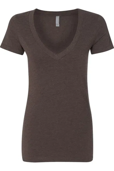 Next Level Womens Cvc Deep V-neck T-shirt In Brown
