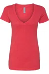 Next Level Womens Cvc Deep V-neck T-shirt In Red