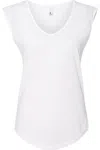 Next Level Women´s Festival Sleeveless Deep V-neck T-shirt In White