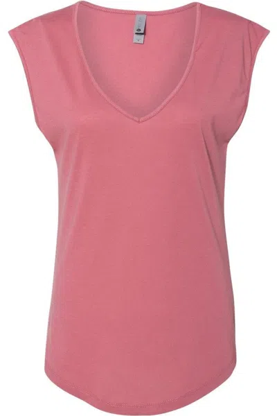 Next Level Women´s Festival Sleeveless Deep V-neck T-shirt In Pink