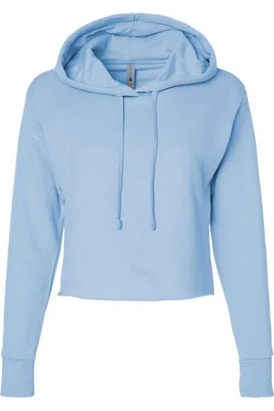 Next Level Women´s Laguna Sueded Raw Edge Crop Hoodie In Blue