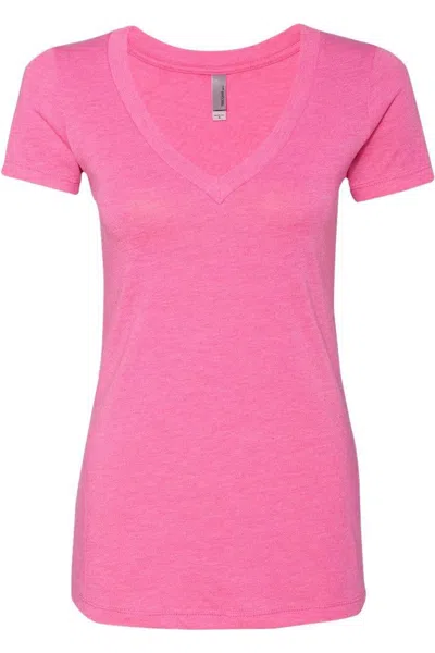 Next Level Womens Triblend Deep V-neck T-shirt In Pink