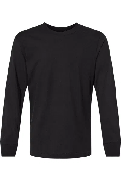Next Level Kids' Youth Cotton Long Sleeve T-shirt In Black
