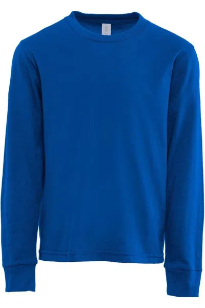 Next Level Kids' Youth Cotton Long Sleeve T-shirt In Blue