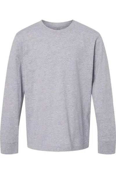 Next Level Kids' Youth Cotton Long Sleeve T-shirt In Gray