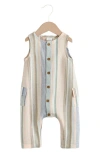 Next Linen Blend Woven Stripe Romper In Multi