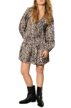 Next Long Sleeve Leopard Print Minidress In Black