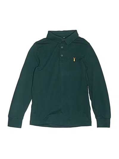Pre-owned Next Kids' Long Sleeve Polo Shirt In Green