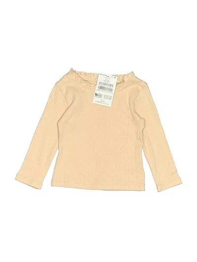 Next Babies' Long Sleeve Top Tan Ruffles Neckline Tops In Brown