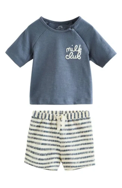 Next Babies'  Milk Club T-shirt & Shorts Set In Blue