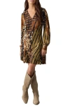 Next Mix Print Long Sleeve Minidress In Multi
