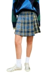 Next Mixed Plaid Pleated Cotton Faux Wrap Miniskirt In Multi
