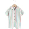 Next Multi Stripe Linen Blend Romper In Multi