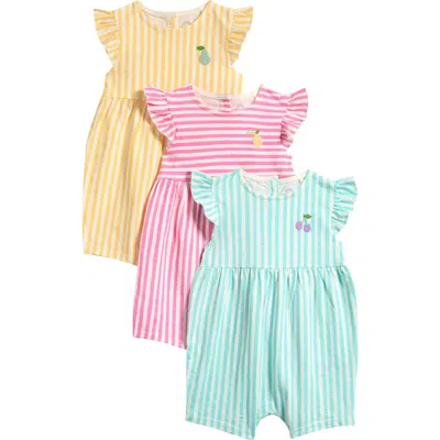 Next Babies'  Pack Of 3 Assorted Frill Cotton Rompers In Multi