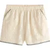 Next Palm Jacquard Open Knit Shorts In Neutral