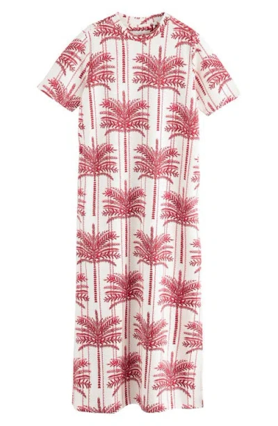 Next Palm Tree Print Cotton Maxi T-shirt Dress In Multi