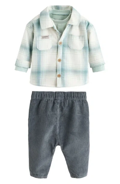 Next Babies'  Plaid Overshirt, T-shirt & Corduroy Pants Set In Multi