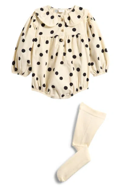 Next Babies'  Polka Dot Romper & Tights Set In Neutral