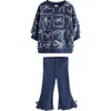 Next Print Sweatshirt & Flare Leggings Set In Blue