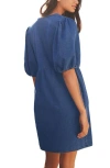 Next Puff Sleeve Denim Minidress In Blue