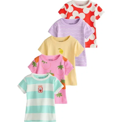 Next Kids'  Rib Assorted 5-pack Cotton T-shirts In Multi