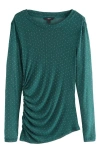 Next Ruched Mesh Sparkle Top In Green