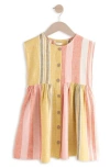 Next Rusty Stripe Cotton Button-up Dress In Yellow