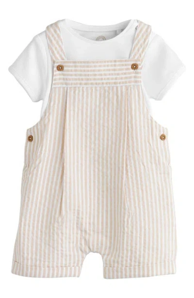 Next Babies'  Seersucker Cotton Overalls & T-shirt Set In Gray