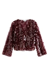 Next Sequin Sheer Mesh Top In Red