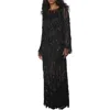 Next Sequin Tassel Long Sleeve Dress In Black