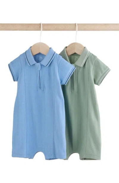 Next Babies'  Set Of 2 Assorted Zip Polo Rompers In Blue