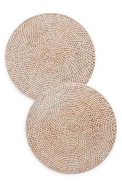 Next Set Of 2 Round Woven Straw Placemats In Natural