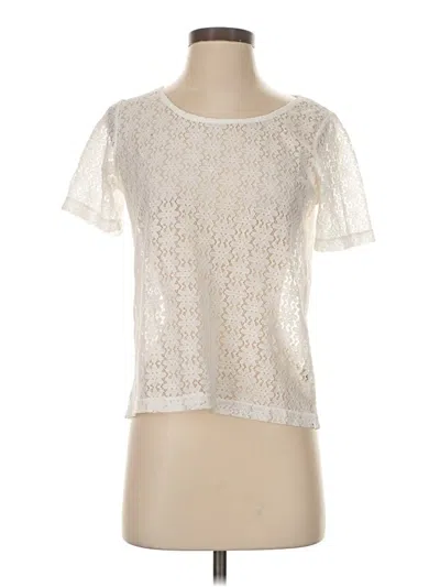 Pre-owned Next Short Sleeve Top Ivory Square Neckline Tops In White