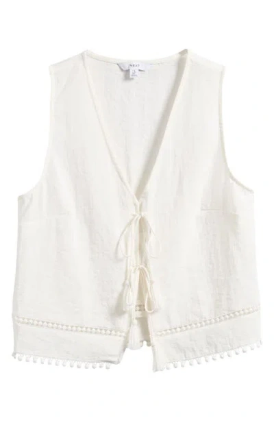 Next Sleeveless Tie Front Top In White