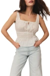 Next Sleevless Smocked Pin Dot Camisole In White