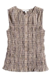 Next Smocked Gingham Cotton Button-up Shirt In Multi