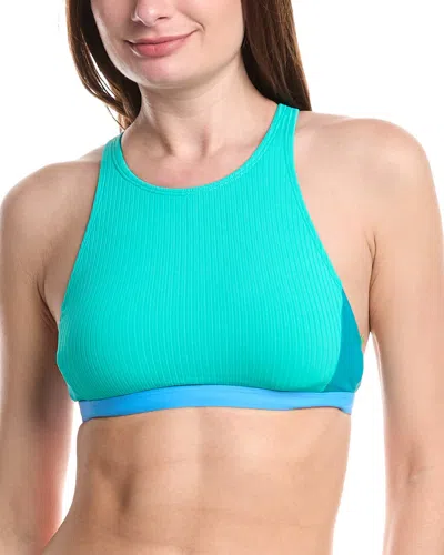 Next Streamline Rem Color Block High Neck Top In Blue