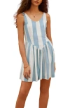 Next Stripe Linen Blend Sleeveless Fit & Flare Minidress