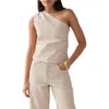 Next Stripe One-shoulder Denim Top In Neutral