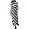 Next Stripe Sleeveless Satin Maxi Dress In Black
